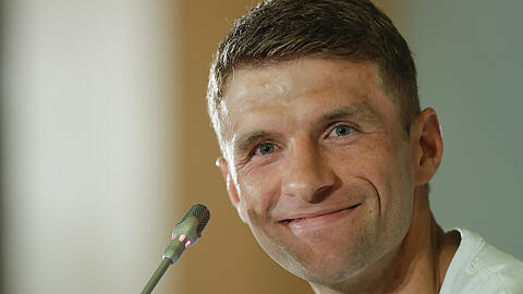 Immer positiv, immer mit einem Lächeln: Thomas Müller am Mittwoch bei der Pressekonferenz in Sotschi