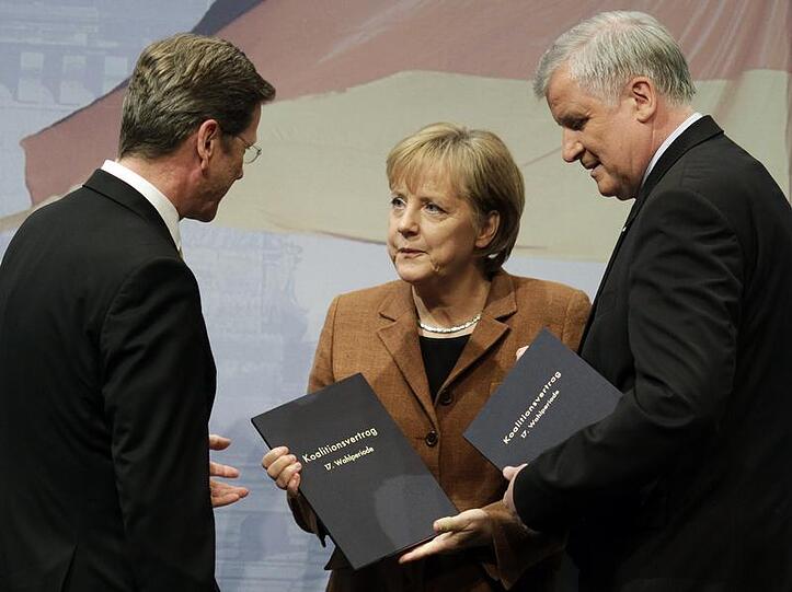Guido Westerwelle, Angela Merkel und Horst Seehofer