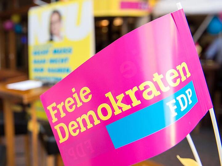 Ein Fähnchen mit der Aufschrift "Freie Demokraten FDP". Foto: Silas Stein/Archiv