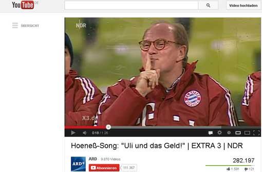 Das Satire-Format extra 3 hat einen Song über Uli Hoeneß auf youtube veröffentlicht.