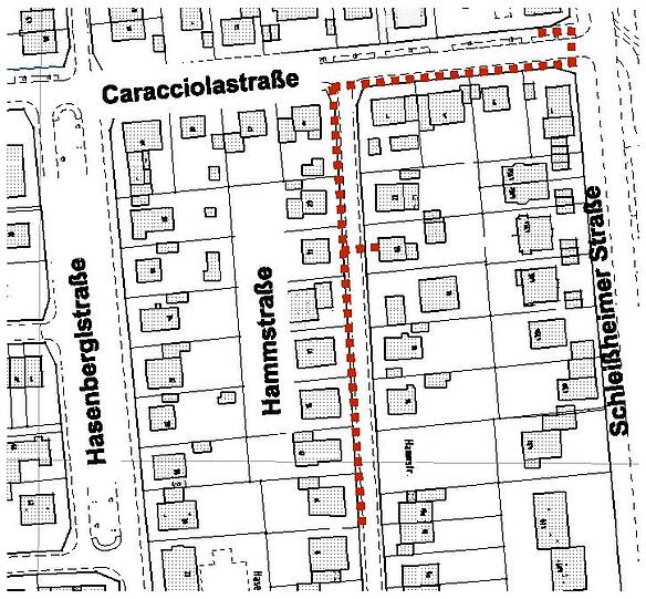 Lageplan für die Bauarbeiten an der Hammstraße, München