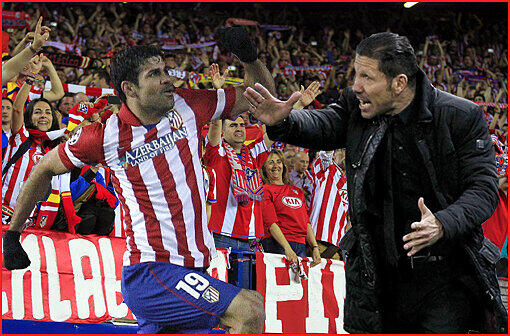 Möglicher Gegner des FC Bayern im Halbfinale der Champions League: Atlético Madrid mit Torgarantie Diego costa und Coach Diego Simeone.