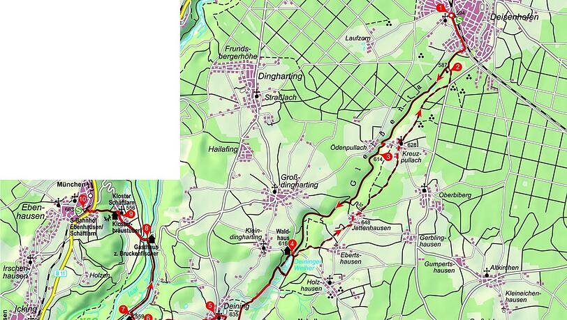 Die Wanderroute durchs Gleißental.