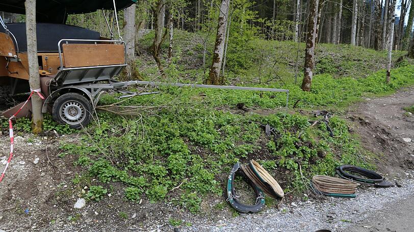 Am Schloss Neuschwanstein wurden bei einem schweren Unfall mit einer Pferdekutsche vier Menschen verletzt - die Fotos vom Unfallort...