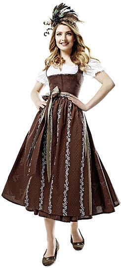 DIE TRADITIONALISTIN: Besonders die Traditionalistin schätzt die Tracht. Das Kleid ist geerbt oder von Hand hergestellt.
Betont wird die klassische Seite: Das Dirndl ist entweder aus Baumwolle wie das Wiesn-Kleid von Loden-
Frey (Foto) mit einem kleinen Blumenmuster im Rock oder
aus Leinen.