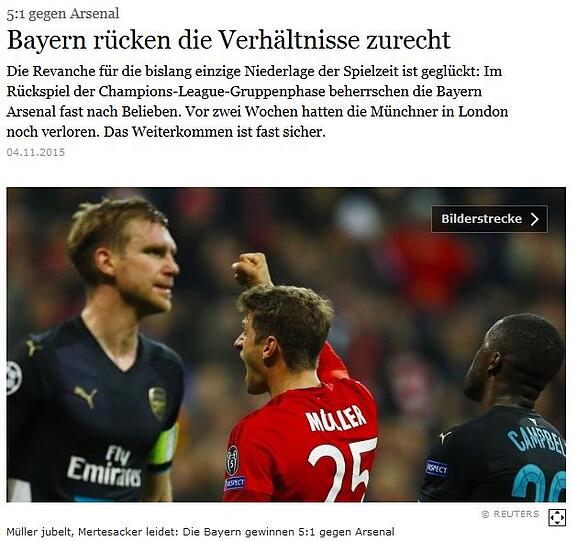 Sachlich und nüchtern betrachteter Sieg bei der "FAZ": "Die Bayern rücken die Verhältnisse zurecht".