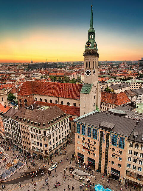 Blick &uuml;ber M&uuml;nchen - st&auml;dtischer Mix aus Tempo und Gem&uuml;tlichkeit.
