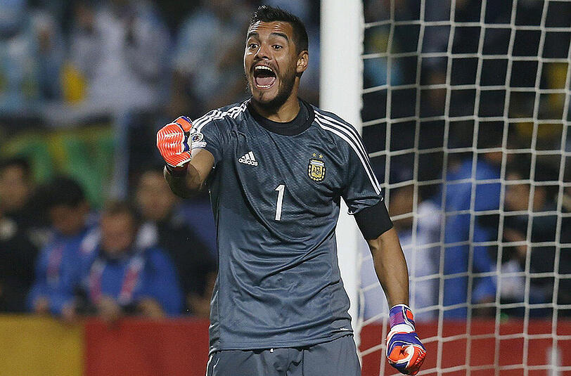 Sergio Romero (hier im Trikot der argentinischen Nationalmannschaft) spielte zuletzt bei Sampdoria Genua. Marktwert: 5,5 Mio. €