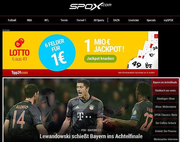 "Lewandowski schießt Bayern ins Achtelfinale" - Spox
