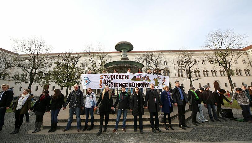 Die Menschenkette gegen Studiengebühren - die Bilder