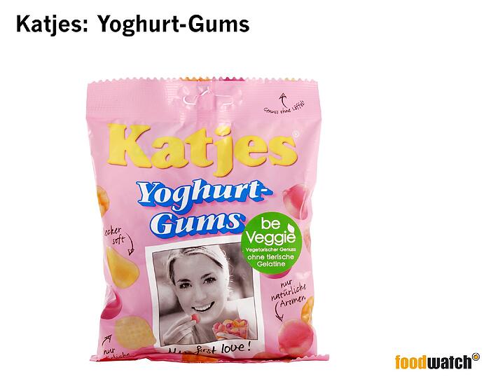 Die aktuelle &bdquo;I love veggie&ldquo;-Kampagne &bdquo;Grünohr-Hase&ldquo; verspricht sogar Fruchtgummis ohne tierische Gelatine. Doch ob und wie Katjes bei den &bdquo;Veggie&ldquo;-Yoghurt-Gums Verunreinigungen mit Gelatine wirklich ausschließen kann, ist unklar. Auf wiederholte Nachfrage von Foodwatch verweigerte das Unternehmen eine schriftliche Auskunft. Verbraucher müssen also davon ausgehen, dass &bdquo;veggie&ldquo; bei Katjes nicht unbedingt rein vegetarisch bedeuten muss.