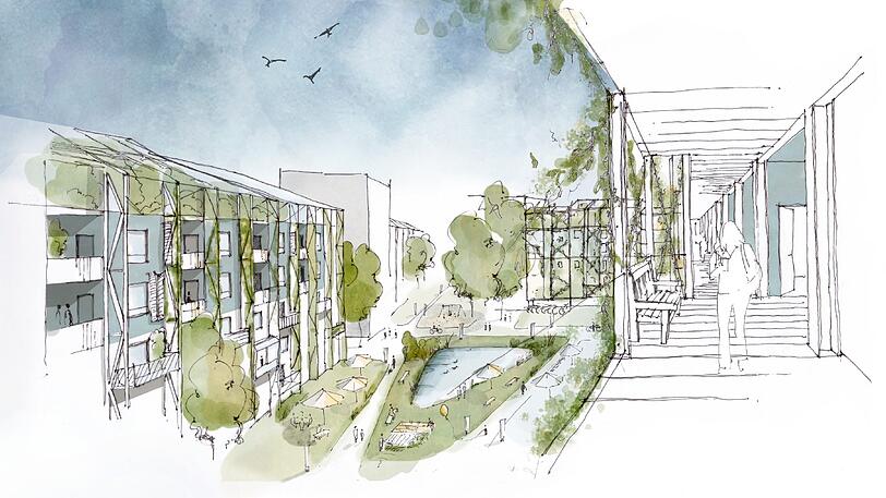 Das Projekt Quartier Ramersdorf setzt auch für das Jahr 2080 auf hohe Lebensqualität innerhalb verdichteter urbaner Räume.