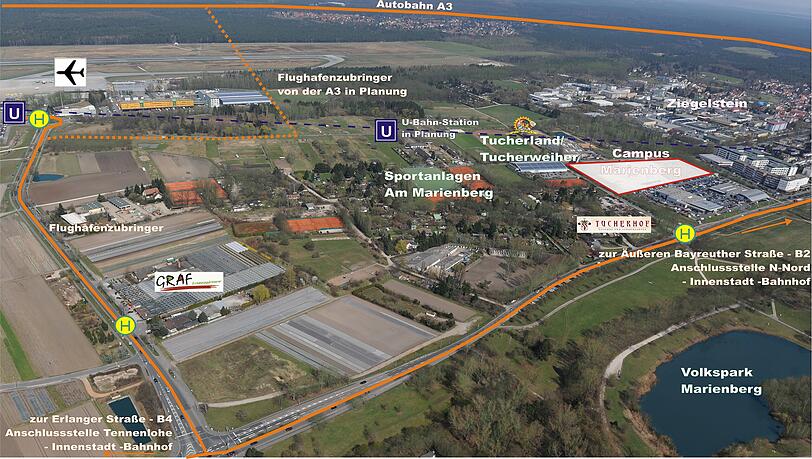 Top-Lage bei Tucherhof und Tucherland &ndash; der geplante Campus Marienberg bietet ab Frühjahr 2012 Gewerbe-Immobilien für individuelle Ansprüche.