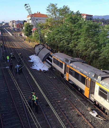 Im nordspanischen O Porrino entgleiste eine Bahn. Foto: Salvador Sas
