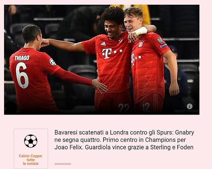 "Entfesselte Bayern": Die "Gazetta dello Sport" zollt dem FC Bayern ebenfalls Respekt.