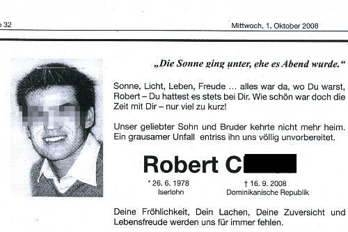 Die Traueranzeige für Robert C.