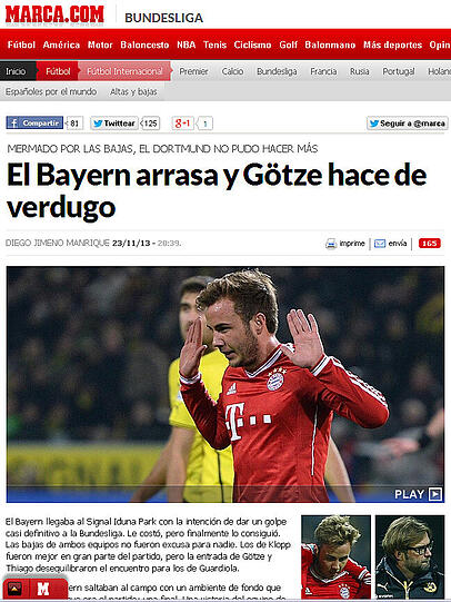 "Marca" sieht die Bayern fegen und Götze vor dem Henker.