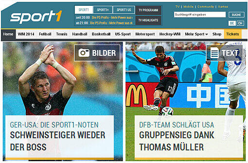 Ähnliches Bild bei "Sport1.de" - jedoch wird dort auch die starke Leistung von Startelf-Rückkehrer Schweinsteiger gewürdigt.