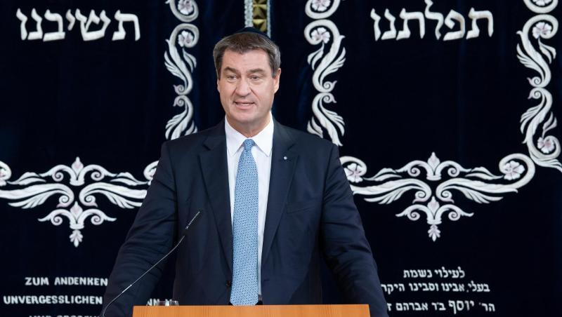 Markus Söder (CSU) besucht die Synagoge Ohel Jakob. Foto: Sven Hoppe