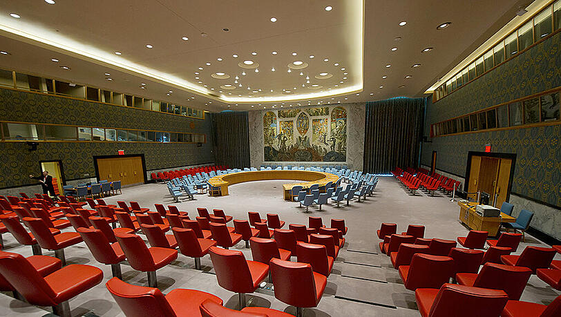 Der Saal des UN-Sicherheitsrates in New York. Der Saal des UN-Sicherheitsrates in New York.