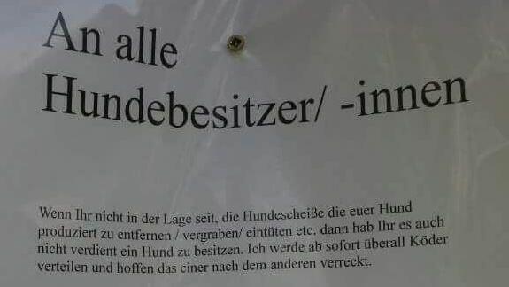 Dieser Zettel wurde vergangenen Dienstag am Luitpoldpark gefunden.