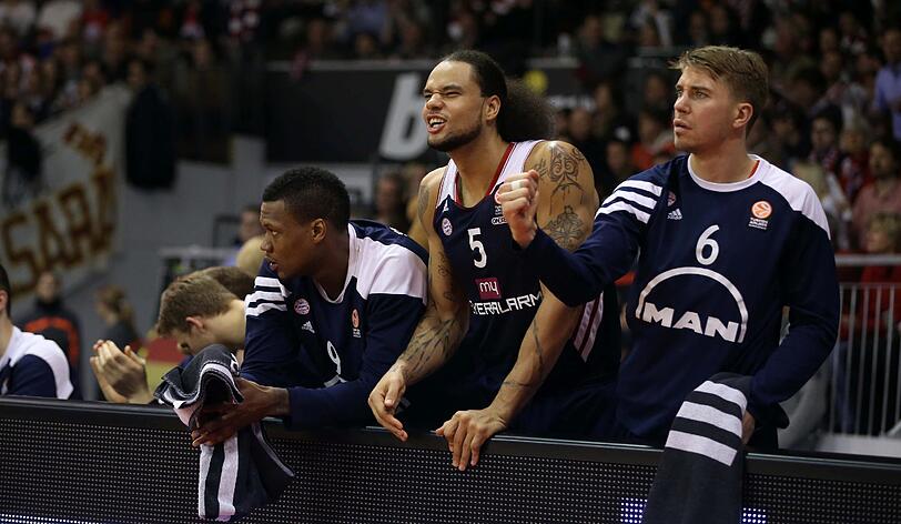 Die Bayern-Stars Deon Thompson, Chevon Troutman und Steffen Hamann (von links).