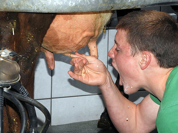 Publikumsgewinner: "Milch direkt vom Erzeuger", Ursula Menhofer (Klasse 7e, Staatliche Realschule Marktoberdorf). Bayerische Bauern produzieren etwa 7,5 Millionen Tonnen Milch pro Jahr. Zuletzt erholte sich der Milchpreis wieder.