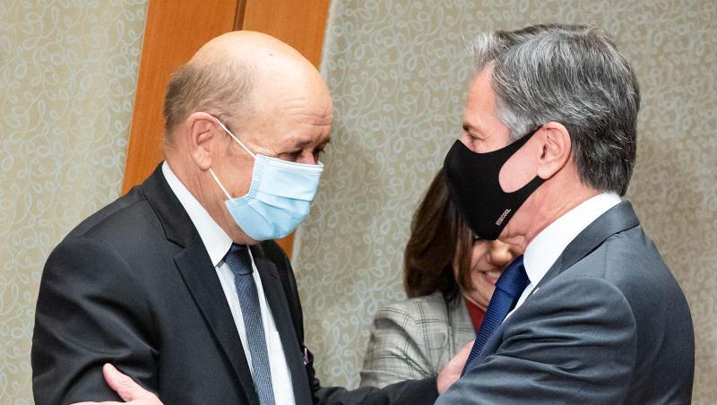 Jean-Yves Le Drian (l), Außenminister von Frankreich, und Anthony Blinken, Außenminister der USA.