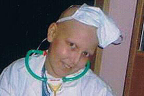 und diesem Bild, das während der Chemo-Therapie gemacht wurde.