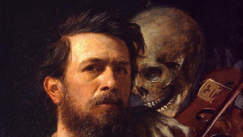 Arnold Böcklins „Selbstbildnis mit fiedelndem Tod“ von 1872 aus der Alten Nationalgalerie Berlin. Arnold Böcklins „Selbstbildnis mit fiedelndem Tod“ von 1872 aus der Alten Nationalgalerie Berlin.
