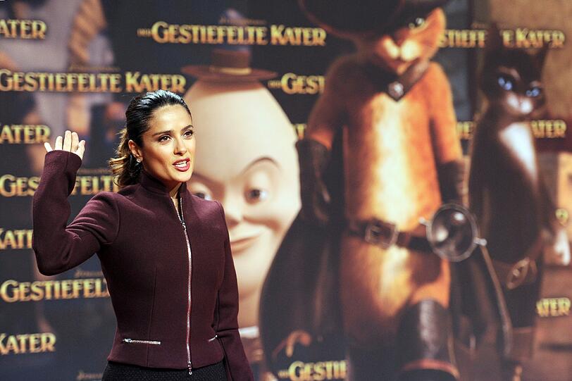 Hayek und Banderas: Ein Hauch von Hollywood bei der Premiere des Kinofilms "Der gestiefelte Kater" in Berlin - die Bilder.