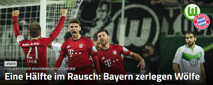 Die Pressestimmen zum Pokalspiel des FC Bayern gegen den VfL Wolfsburg.