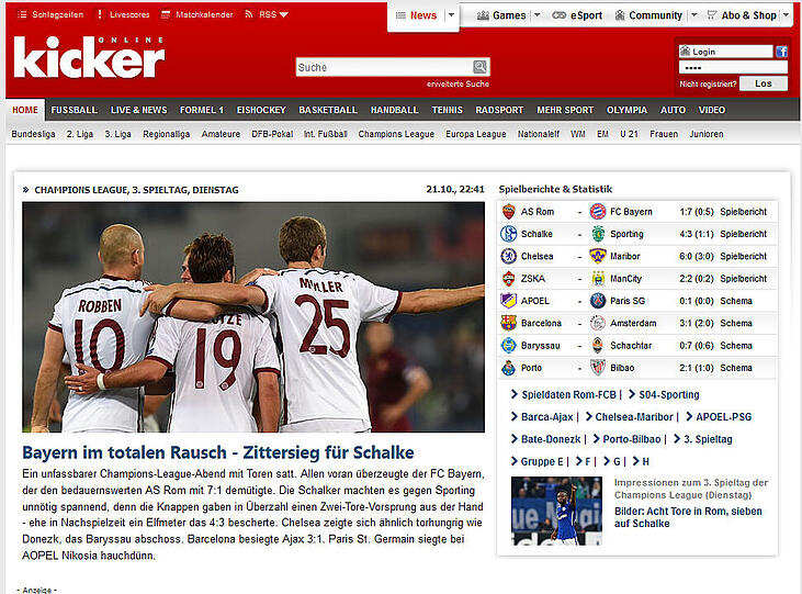 "Im totalen Rausch" titelt das Sportmagazin "Kicker"
