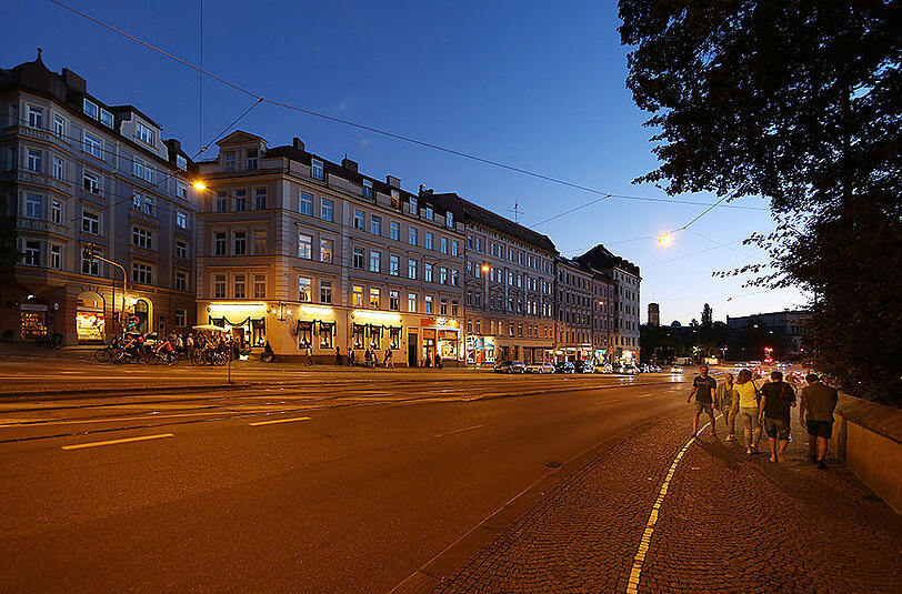 Auf dem Weg in Richtung Isar am Rosenheimerplatz.