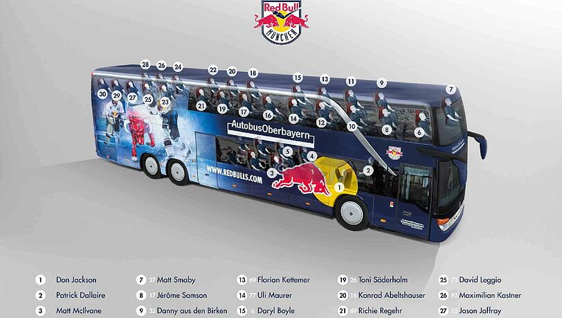 14 Meter lang, 510 PS stark: Der neue Teambus des EHC München. Erster Einsatztermin: 14. Februar zum Muichkandl-Cup. 14 Meter lang, 510 PS stark: Der neue Teambus des EHC München. Erster Einsatztermin: 14. Februar zum Muichkandl-Cup.