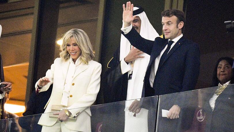 Brigitte und Emmanuel Macron beim WM-Finale in Katar.