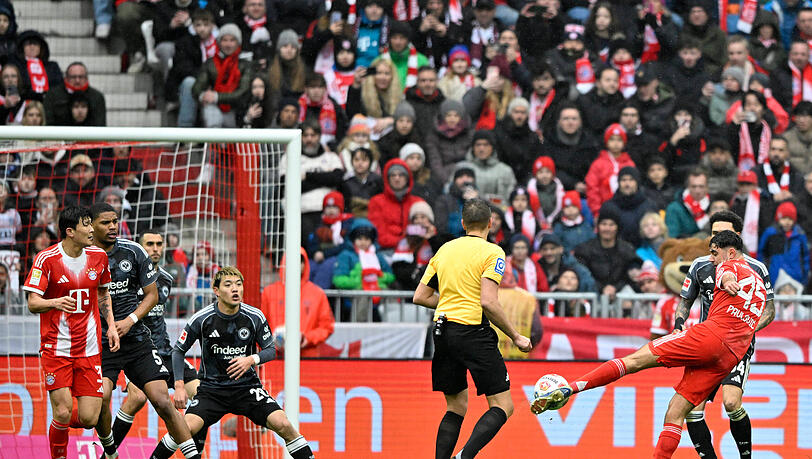 Traf für den FC Bayern zur Führung gegen Eintracht Frankfurt: Aleksandar Pavlovic. Traf für den FC Bayern zur Führung gegen Eintracht Frankfurt: Aleksandar Pavlovic.