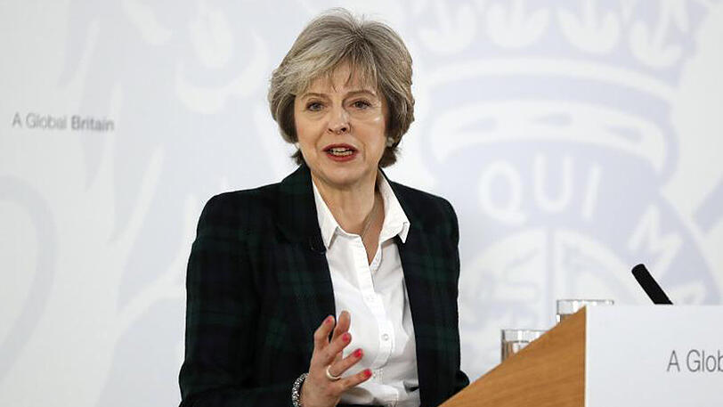 Die britische Premierministerin Theresa May verkündet im Lancaster House in London den "harten" Brexit.
