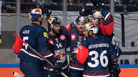 Zwei Mal gegen Minsk gespielt, zwei Mal gewonnen: Der EHC Red Bull München, hier beim 4:3-Heimsieg beim CHL-Auftakt.