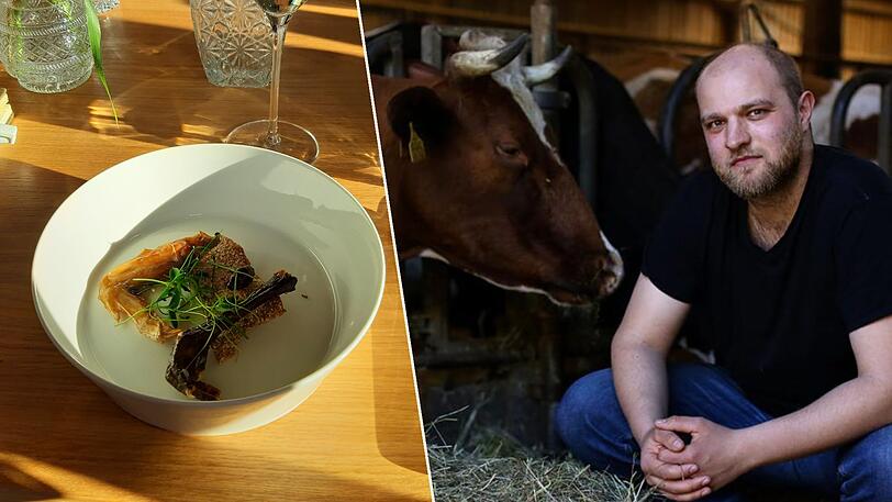 Landwirt Ingmar Jaschok (r.) züchtet neben Hennen auch Hähne, die ebenso köstlich, wenn auch ungewöhnlich, schmecken.