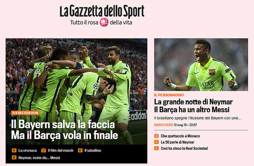Die internationalen Pressestimmen 3:2-Sieg des FC Bayern gegen Barcelona.