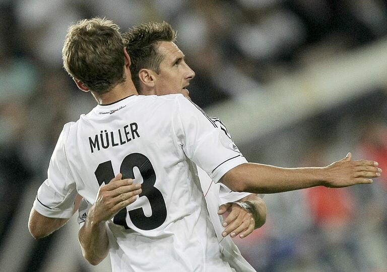 Haben zusammen schon 26 WM-Treffer erzielt: Miroslav Klose und Thomas Müller.