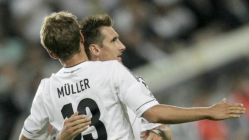 Haben zusammen schon 26 WM-Treffer erzielt: Miroslav Klose und Thomas Müller.