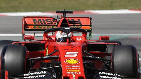 War im ersten Training in Barcelona nur Zweitschnellster: Sebastian Vettel in seinem Ferrari.
