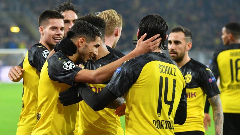 Die Spieler von Borussia Dortmund feiern. Der BVB konnte den Rückstand gegen Inter Mailand drehen. Die Spieler von Borussia Dortmund feiern. Der BVB konnte den Rückstand gegen Inter Mailand drehen.