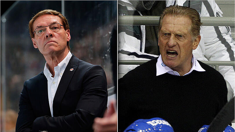 Kontroverse: Pierre Pagé, Trainer des EHC Red Bull München (l.), ist ein Gegner von Hans Zachs Defensiveishockey. Kontroverse: Pierre Pagé, Trainer des EHC Red Bull München (l.), ist ein Gegner von Hans Zachs Defensiveishockey.