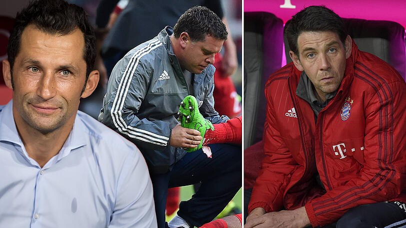 Hasan Salihamidzic verteilt die Kompetenzen neu. Statt Christian Huhn (m.) ist nun Helmut Erhard (r.) Leiter des Physio-Teams beim FC Bayern.
