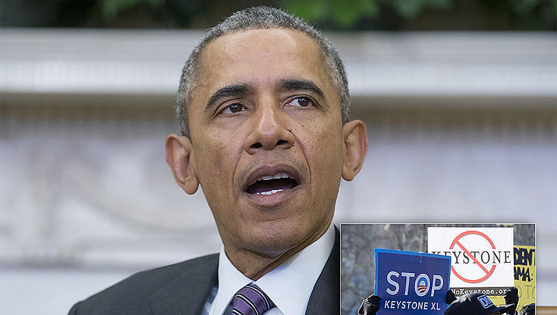 Die Öl-Pipeline, gegen deren verfrühte Bauerlaubnis US-Präsident Obama sein Veto eingelegt hat, ist heftig umstritten. Die Öl-Pipeline, gegen deren verfrühte Bauerlaubnis US-Präsident Obama sein Veto eingelegt hat, ist heftig umstritten.