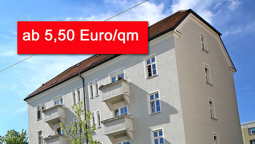 Fescher Altbau am ehemaligen Tram-Betriebshof an der Dachauer Straße: In den Hausnummern 100 - 108 wohnen SWM-Mitarbeiter für 5,50 bis 8,60/qm Kaltmiete. Fescher Altbau am ehemaligen Tram-Betriebshof an der Dachauer Straße: In den Hausnummern 100 - 108 wohnen SWM-Mitarbeiter für 5,50 bis 8,60/qm Kaltmiete.