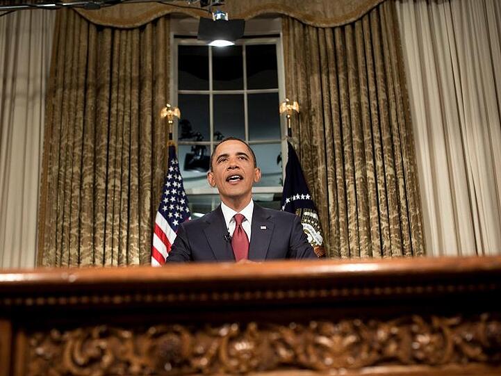Barack Obama im berühmten Oval Office des Weißen Haus